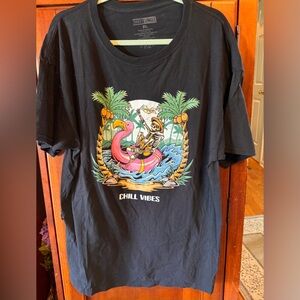 Thirty Single Black Graphic Tee with Chill Vibes Design size Large